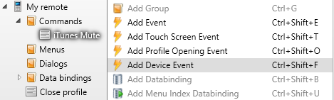 Device events setup